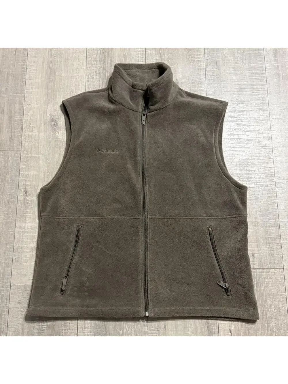 Dark Brown Gray Columbia Fleece Fest Full Zipper Hiking Vest Men’s Large